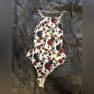 Forever 21 Floral/White Bodysuit Size L